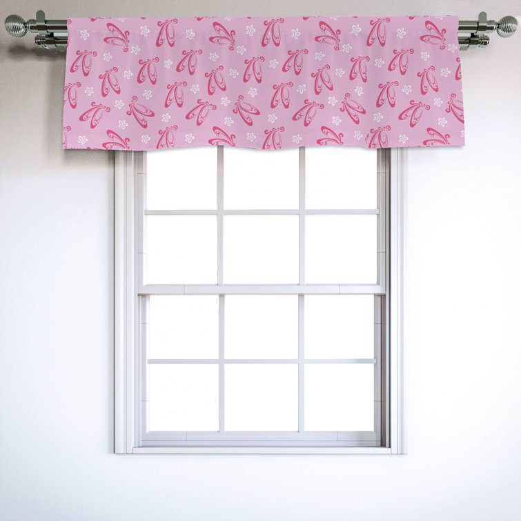 East Urban Home Floral Sateen Ruffled 54'' Window Valance in Pink Pale